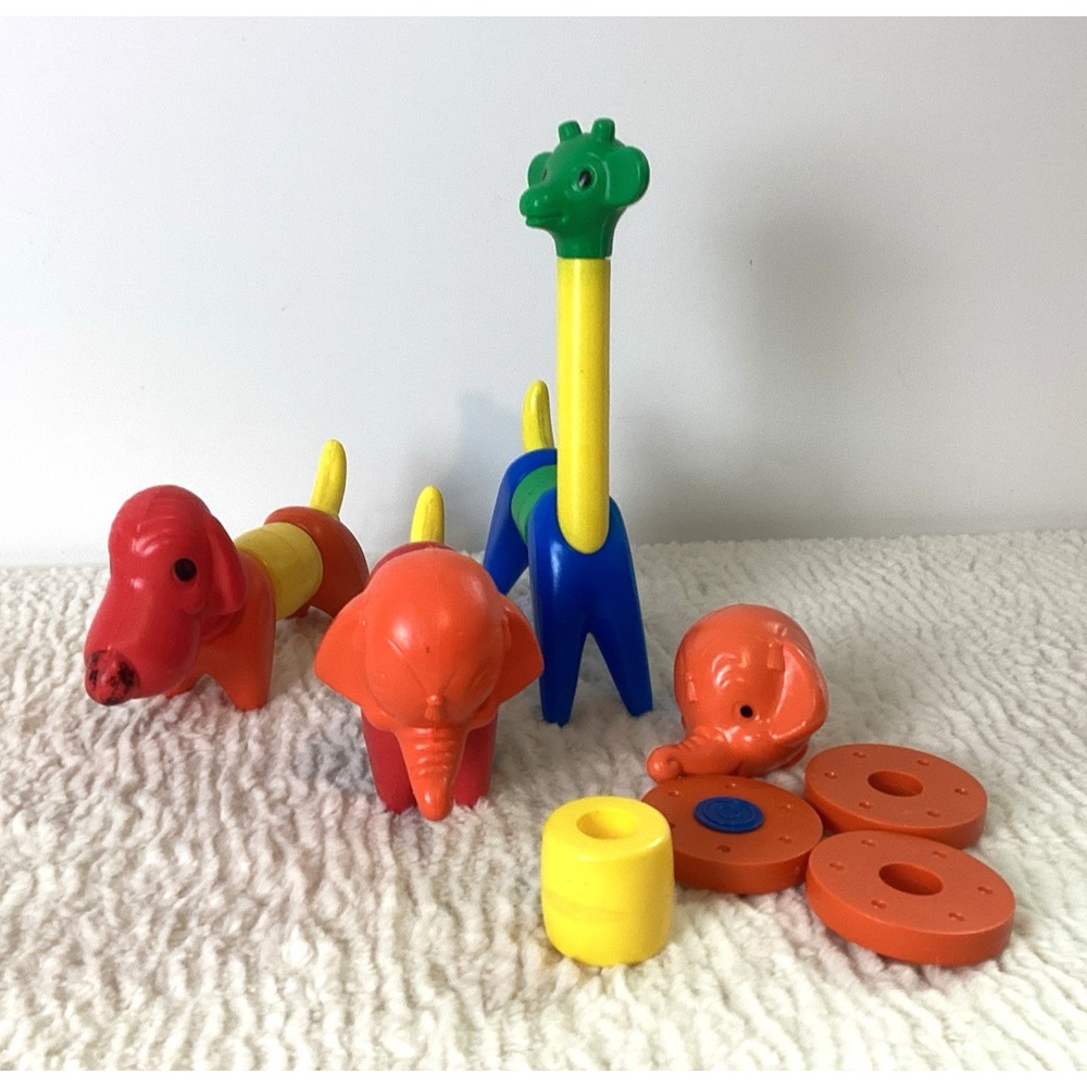 Vtg Tupperware Toys Elephant Dog Giraffe Zoo It Yourself Animals 20 Pieces Play